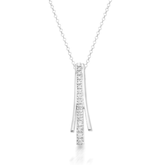 9ct White Gold Diamond Pendant-DPL16W