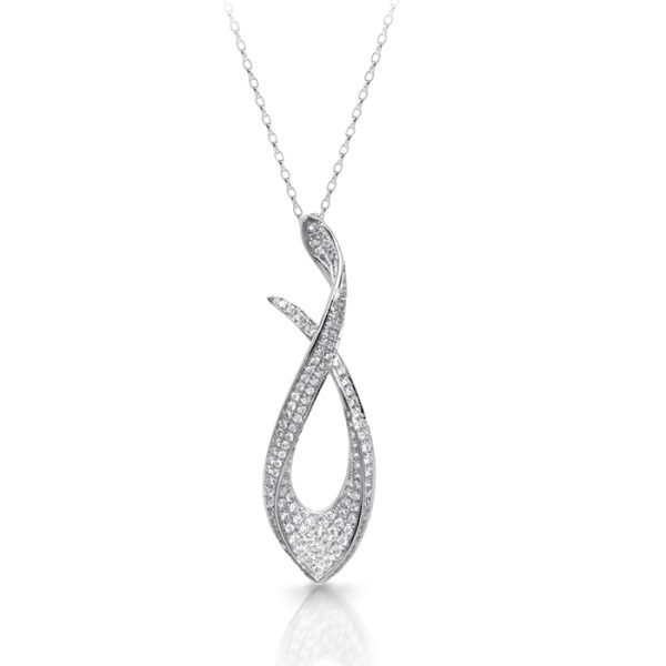 18ct White Gold Diamond Pendant-DPL393W