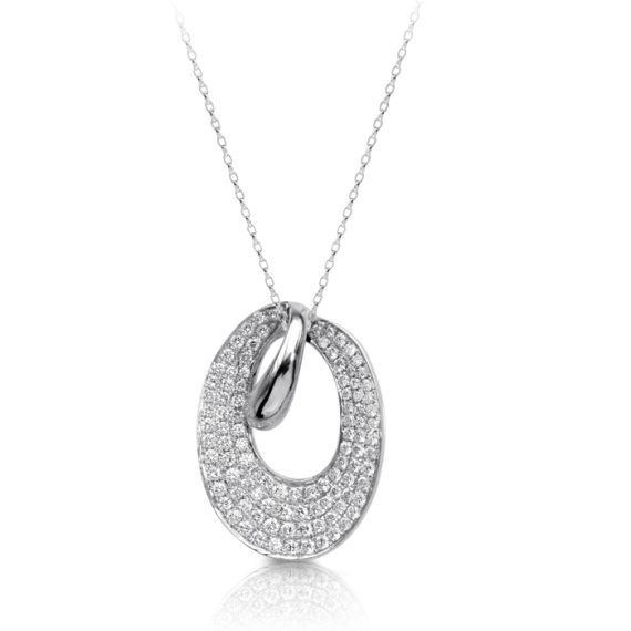 18ct White Gold Diamond Pendant-DPL396W