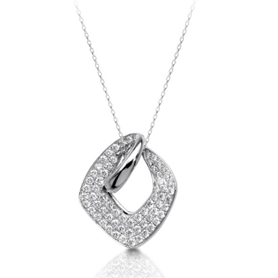 18ct White Gold Diamond Pendant-DPL397W