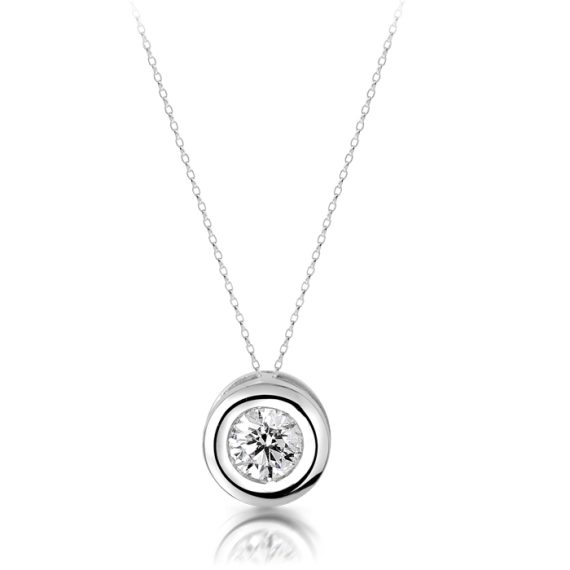 18ct White Gold Diamond Pendant-DPL433W