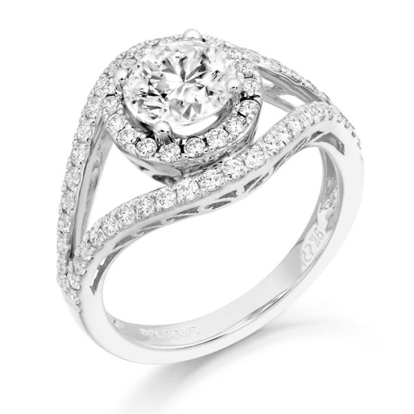 White Gold CZ Engagement Ring-R335W