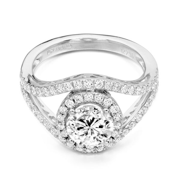White Gold CZ Engagement Ring-R335W