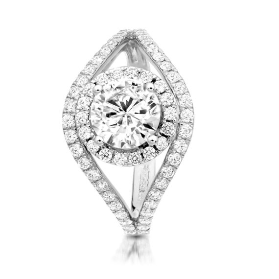White Gold CZ Engagement Ring-R335W