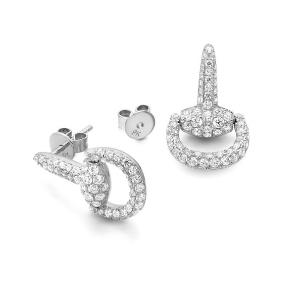 Horsebit Stud Earrings-E111W