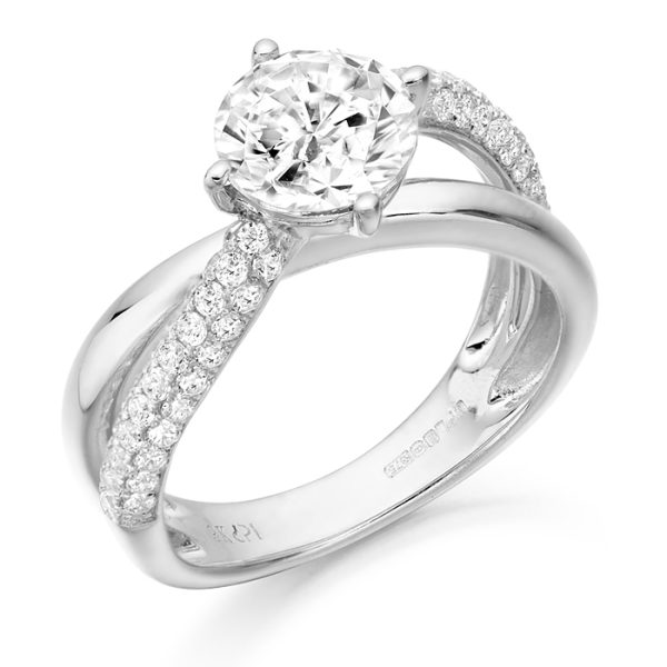 White Gold Cross over CZ Engagement Ring-R336W