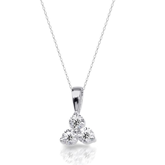 18ct White Gold Trio Diamond Pendant-DPL132W